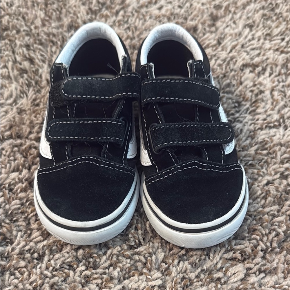 Vans Black and White Old Skool Velcro Sneakers